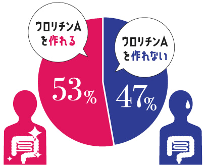 ウロリチンAを体内で作れる人の割合 グラフ