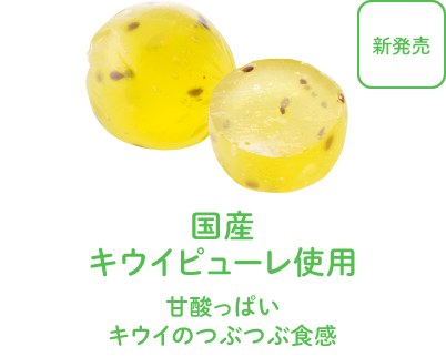 国産キウイピューレ使用 - 甘酸っぱいキウイのつぶつぶ食感