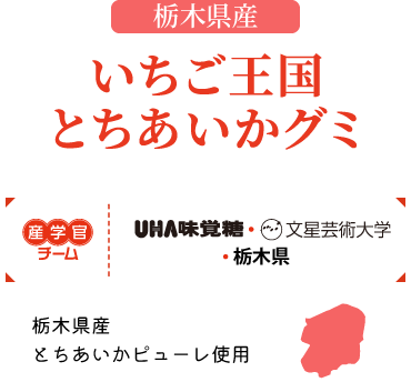 産学官チーム｜UHA味覚糖・文星芸術大学・栃木県　栃木県産とちあいかピューレ使用