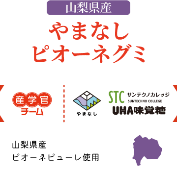 産学官チーム｜山梨県・学校法人サンテクノカレッジ・UHA味覚糖　山梨県産ピオーネピューレ使用