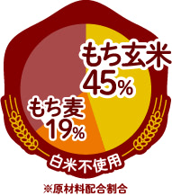 もち玄米を45％、もち麦を19%使用