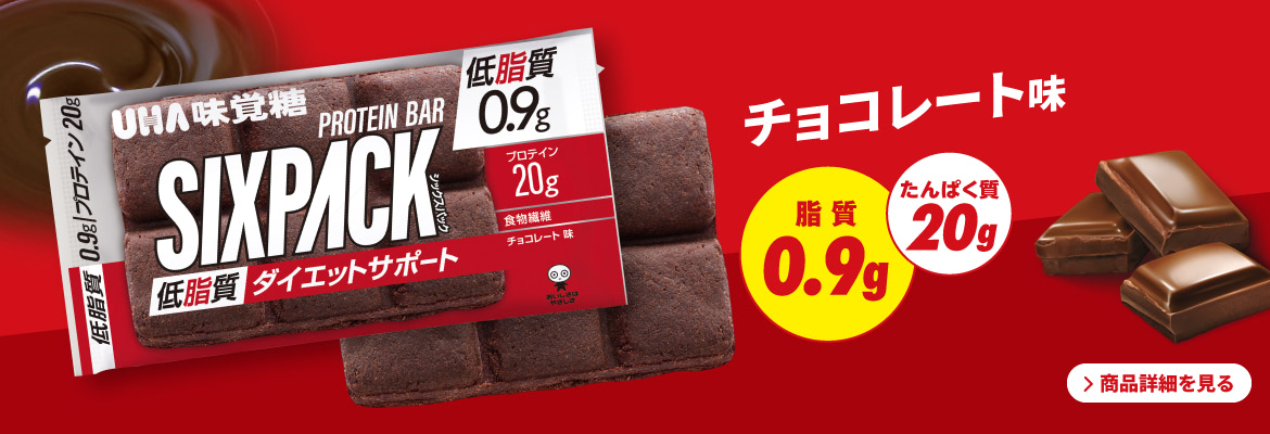 SIXPACK低脂質プロテインバー　チョコレート味 - 脂質0.9g／たんぱく質20g